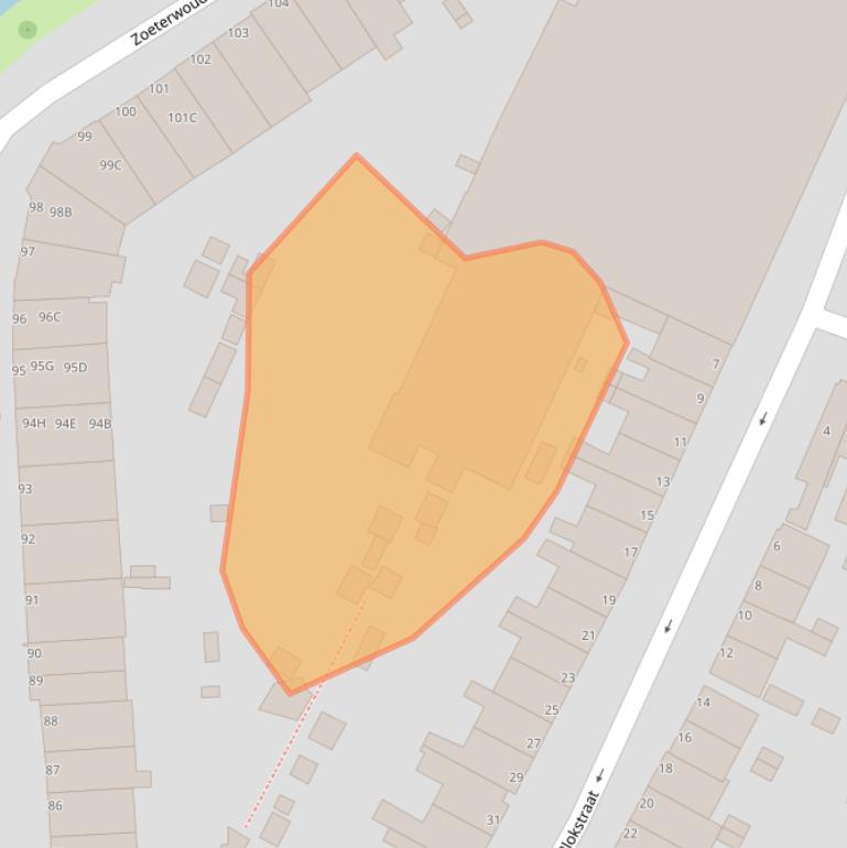 Kaart van postcodegebied 2313EZ.