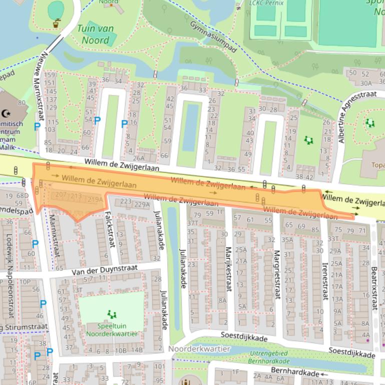 Kaart van postcodegebied 2316EA.