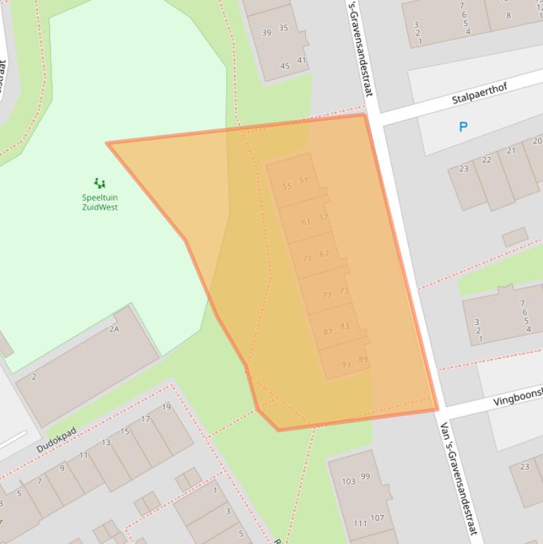 Kaart van postcodegebied 2321ER.