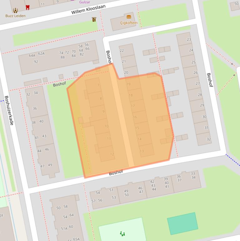 Kaart van postcodegebied 2321TM.