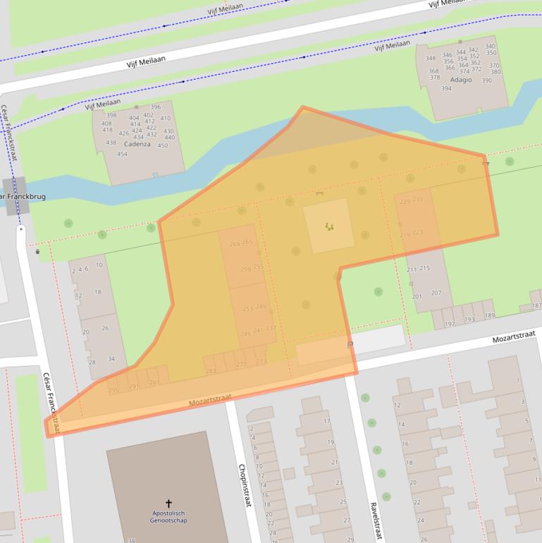 Kaart van postcodegebied 2324XV.