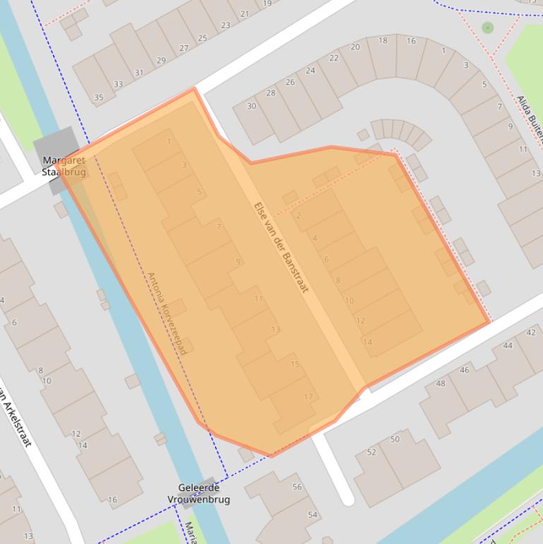 Kaart van postcodegebied 2331MX.