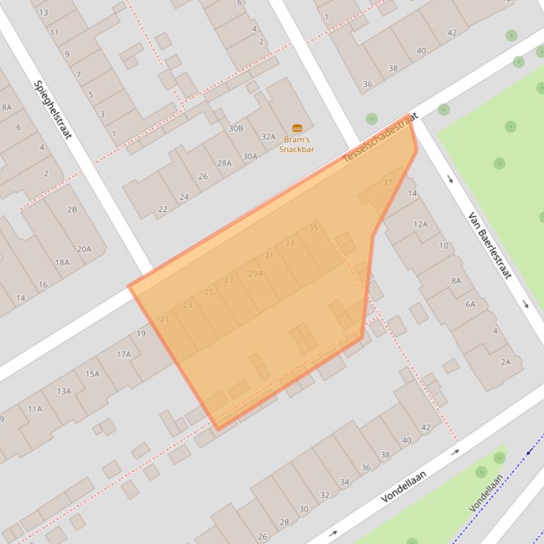 Kaart van postcodegebied 2332BH.