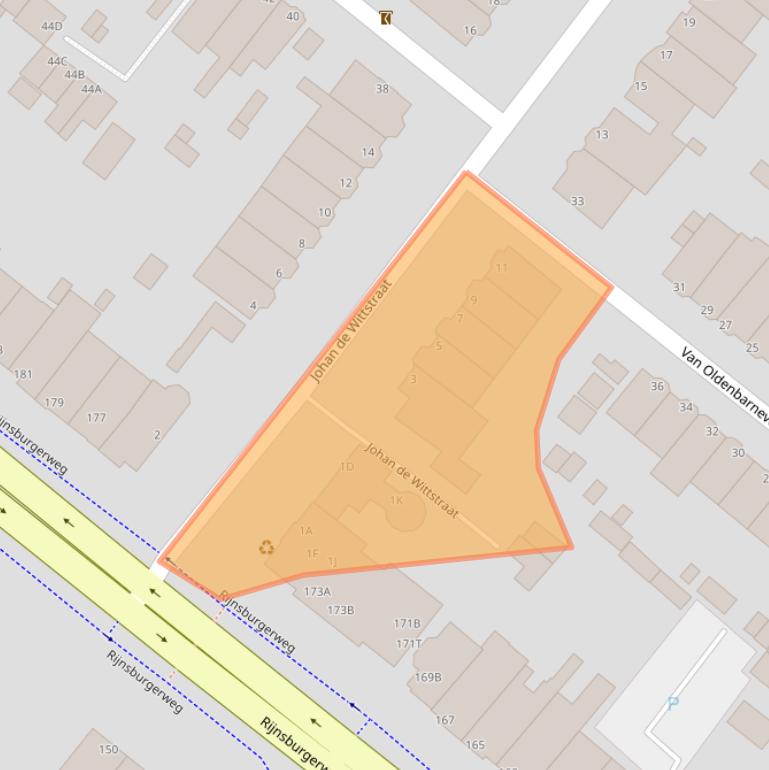 Kaart van postcodegebied 2334AL.