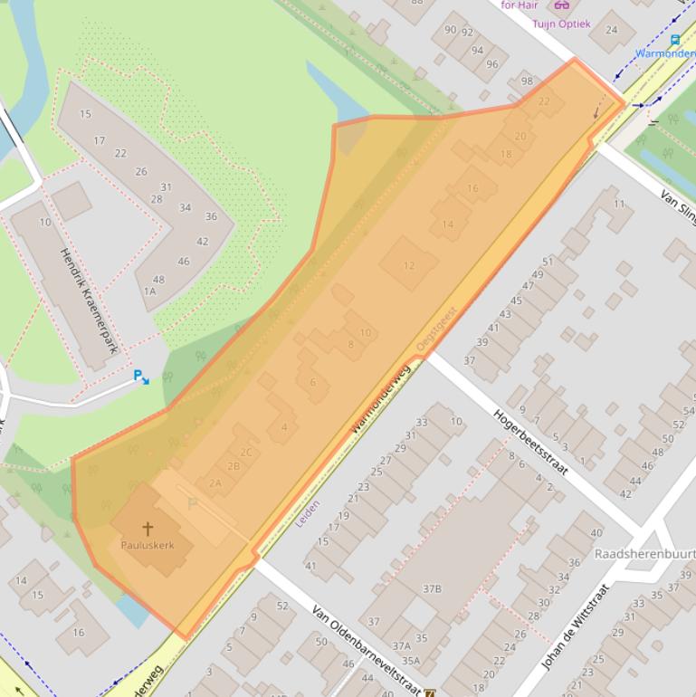 Kaart van postcodegebied 2341KV.