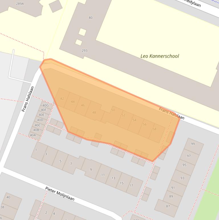 Kaart van postcodegebied 2343EK.