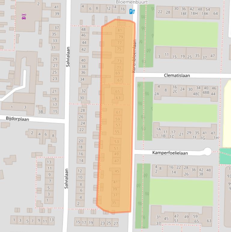 Kaart van postcodegebied 2343VB.