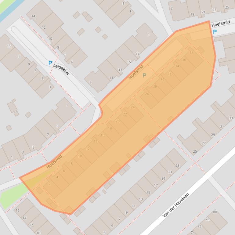 Kaart van postcodegebied 2353XD.