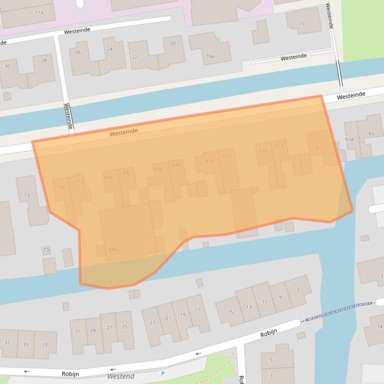 Kaart van postcodegebied 2371AW.