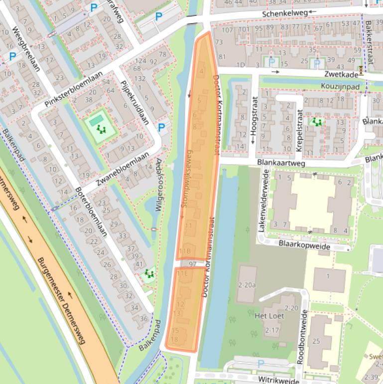 Kaart van postcodegebied 2381BH.