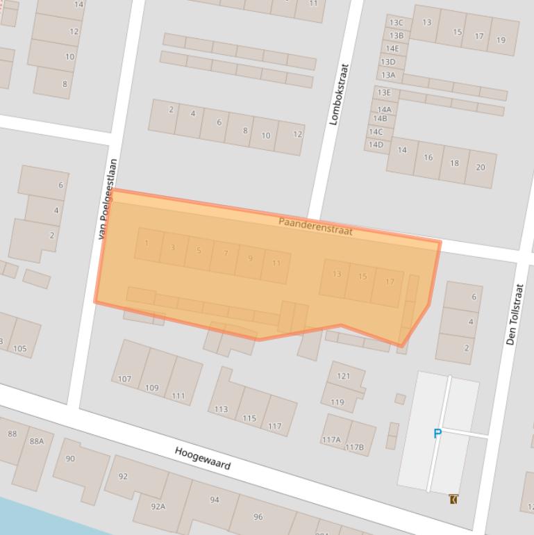 Kaart van postcodegebied 2396EA.