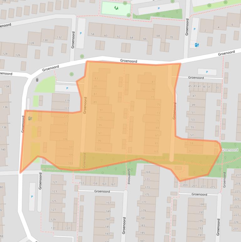 Kaart van postcodegebied 2401AB.