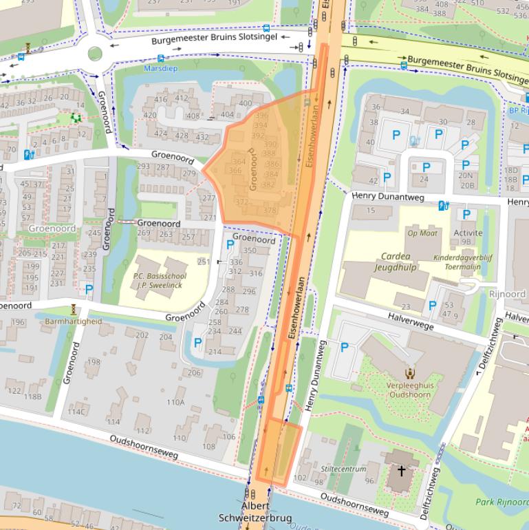 Kaart van postcodegebied 2401AN.