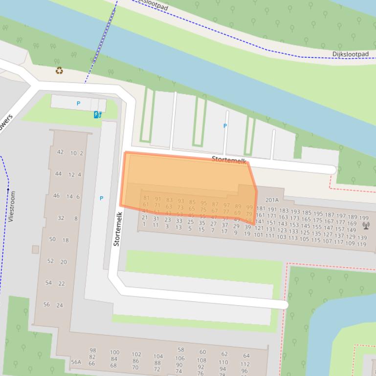 Kaart van postcodegebied 2401BV.