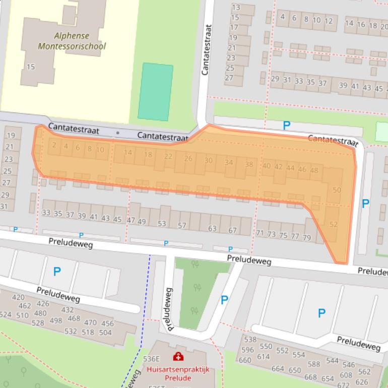 Kaart van postcodegebied 2402JC.