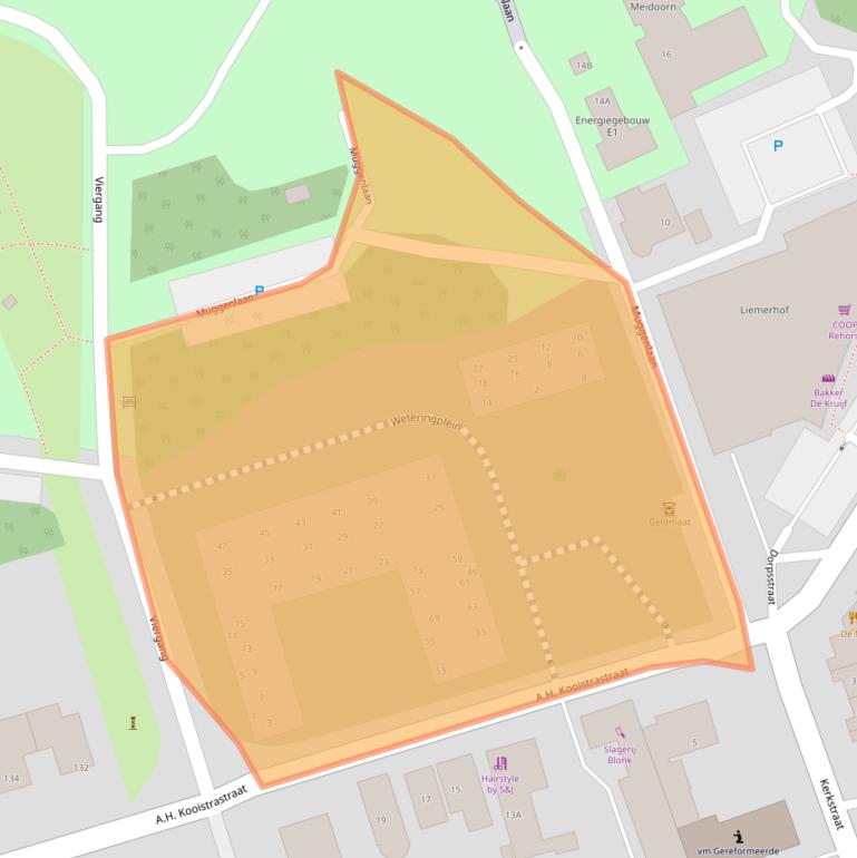 Kaart van postcodegebied 2441DM.