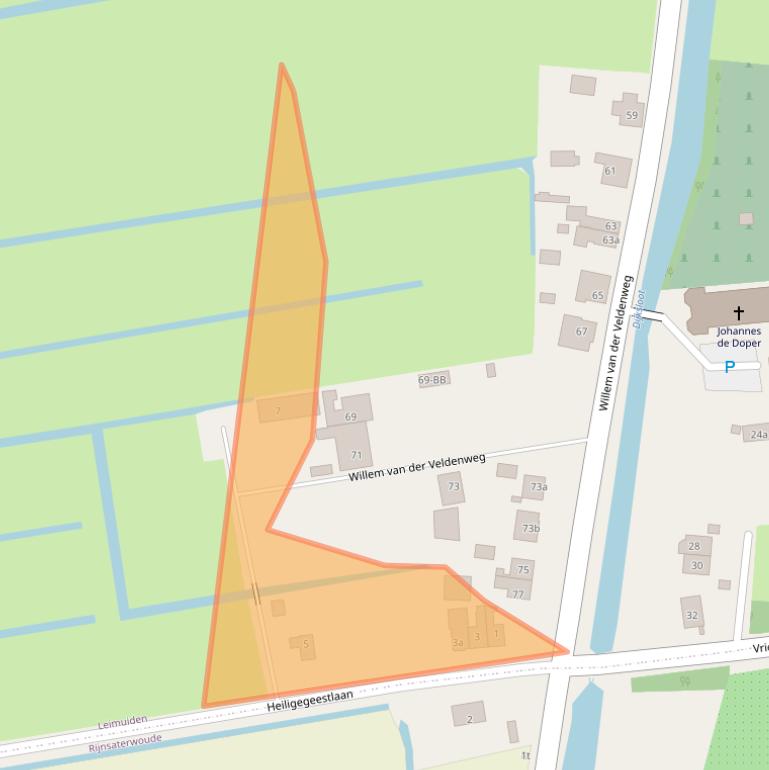 Kaart van postcodegebied 2451VE.