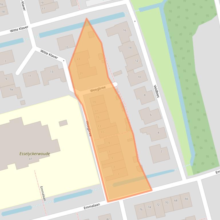 Kaart van postcodegebied 2481CA.