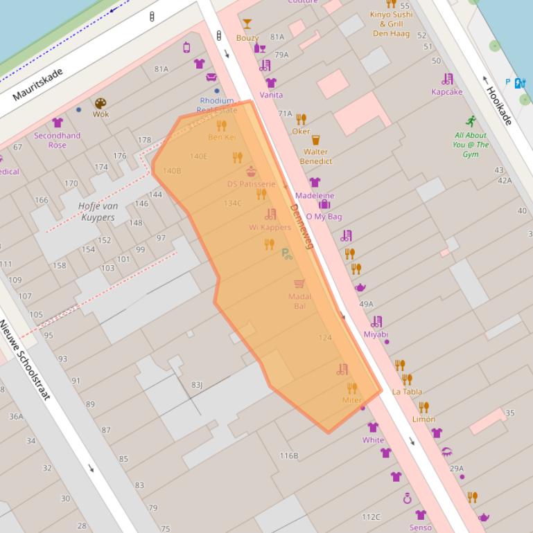 Kaart van postcodegebied 2514CL.
