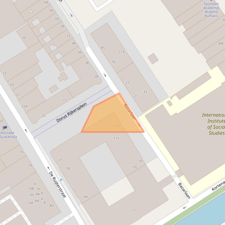 Kaart van postcodegebied 2518DE.