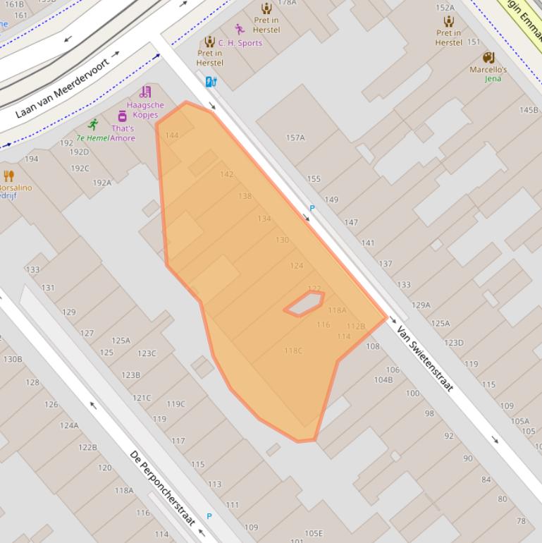 Kaart van postcodegebied 2518SM.