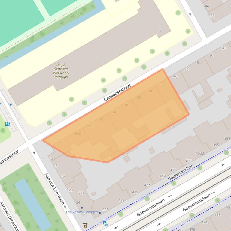 Kaart van postcodegebied 2523AG.