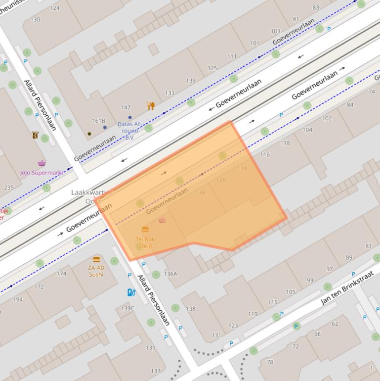 Kaart van postcodegebied 2523BN.