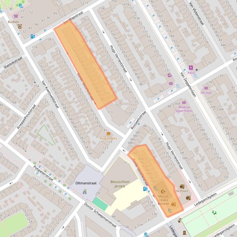 Kaart van postcodegebied 2524CM.