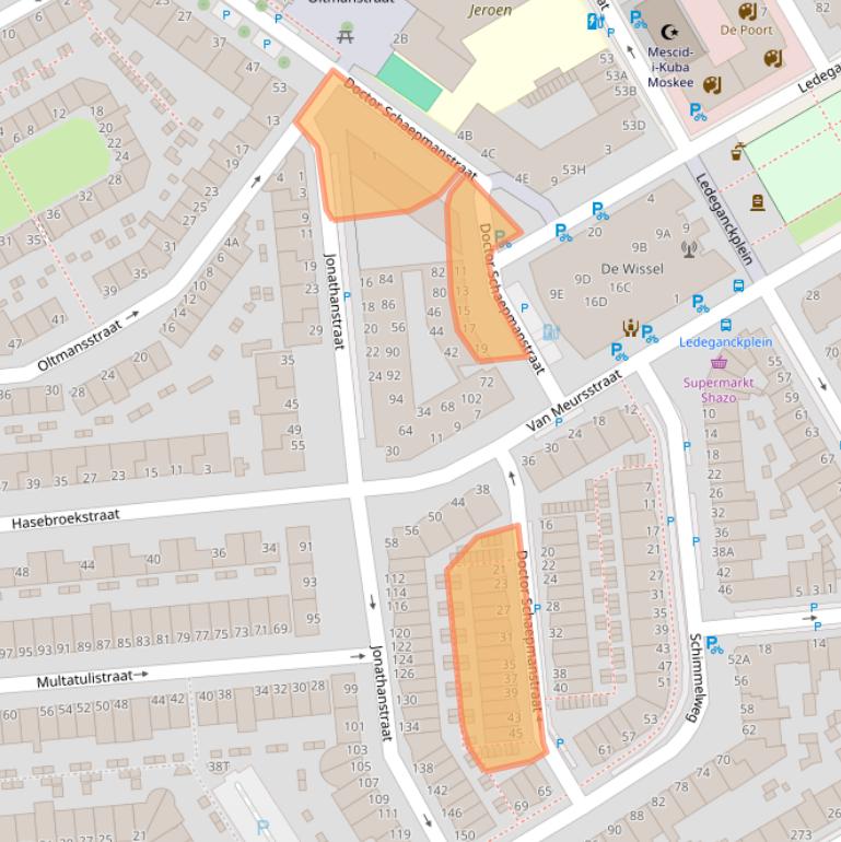 Kaart van postcodegebied 2524CW.