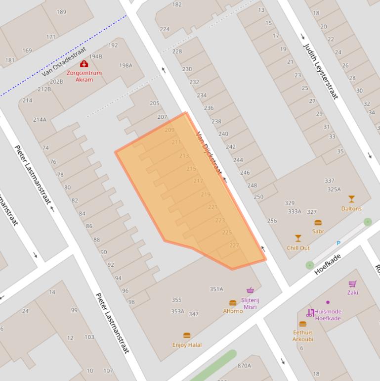 Kaart van postcodegebied 2526SB.