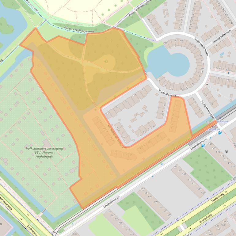 Kaart van postcodegebied 2545EW.