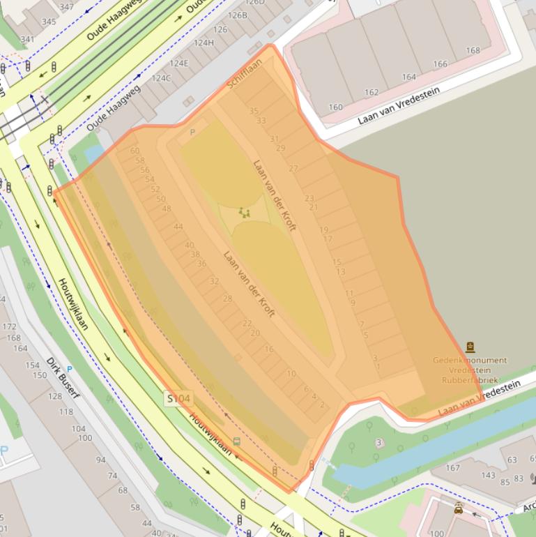 Kaart van postcodegebied 2552HZ.