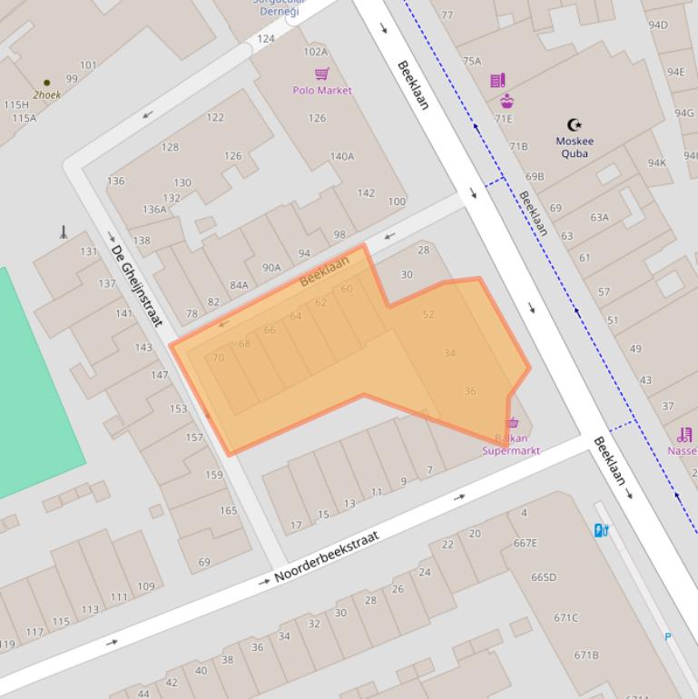 Kaart van postcodegebied 2562AL.