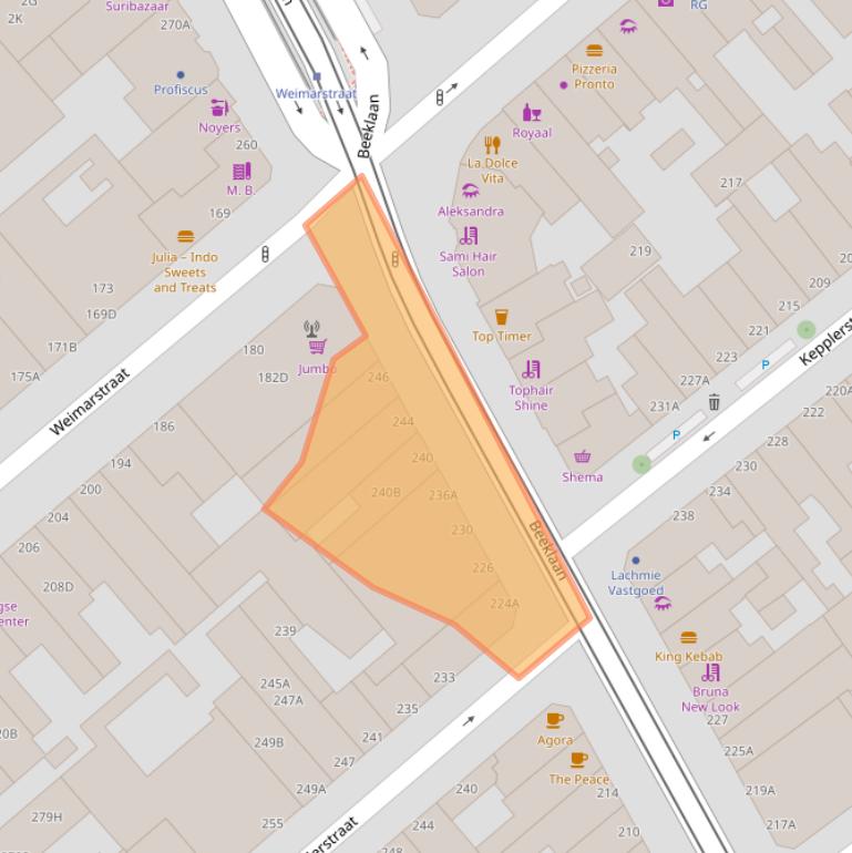 Kaart van postcodegebied 2562AS.