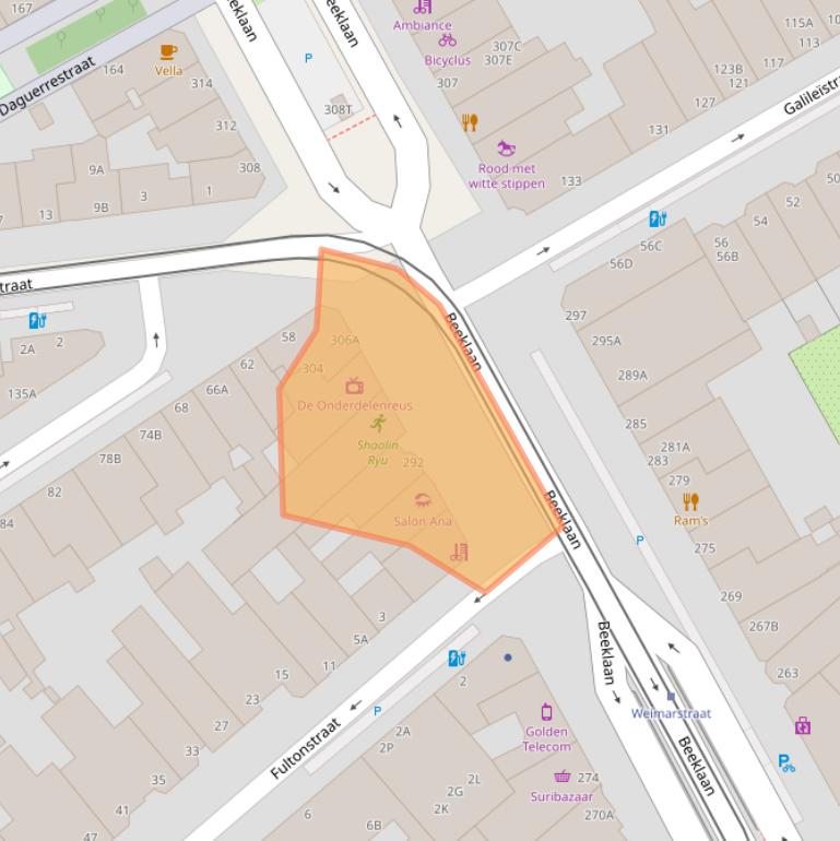 Kaart van postcodegebied 2562AV.