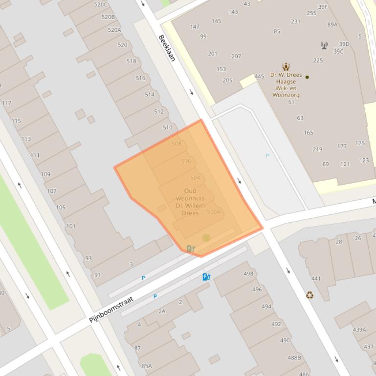 Kaart van postcodegebied 2562BP.