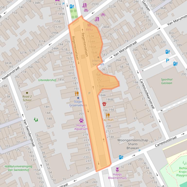 Kaart van postcodegebied 2562EG.