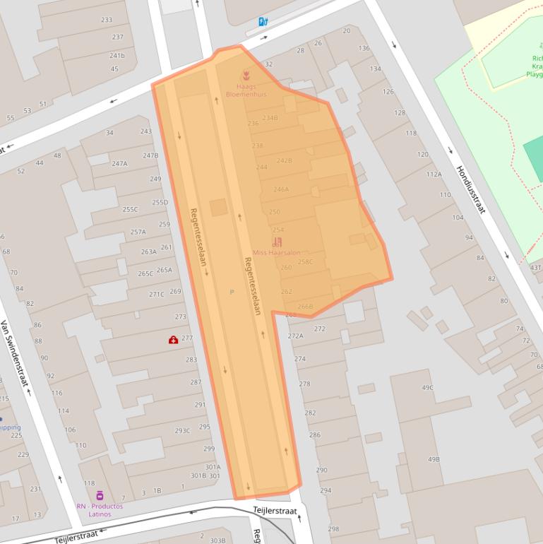 Kaart van postcodegebied 2562EJ.