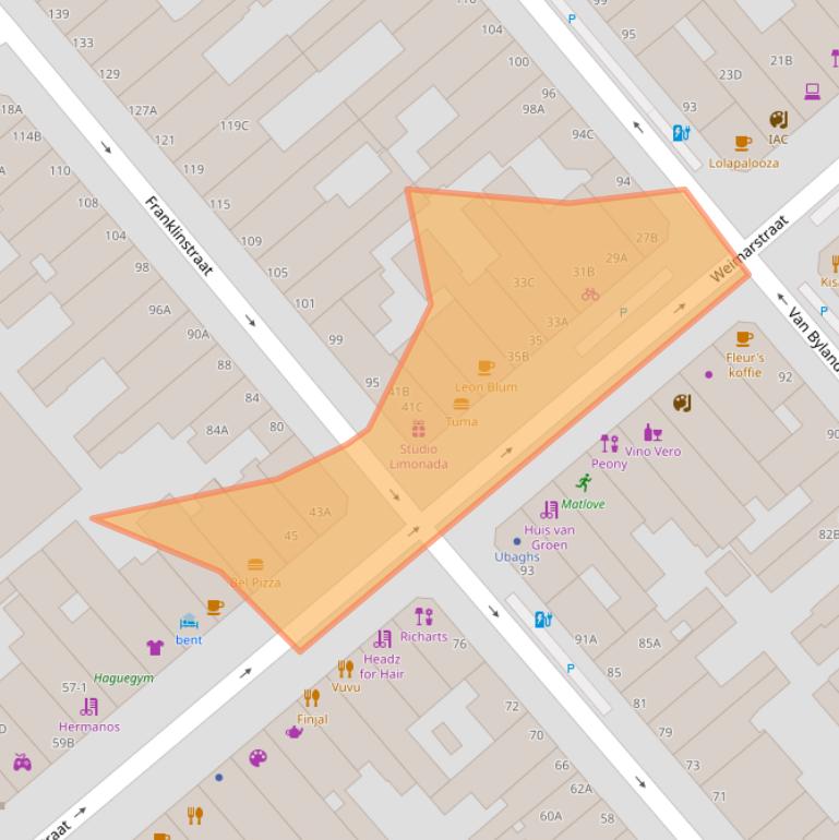 Kaart van postcodegebied 2562GP.