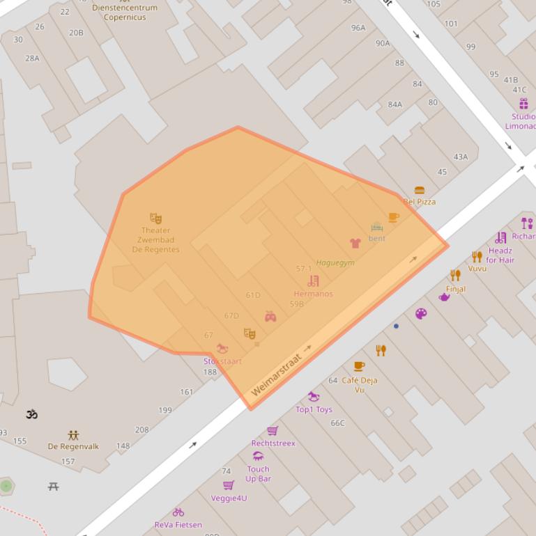 Kaart van postcodegebied 2562GR.