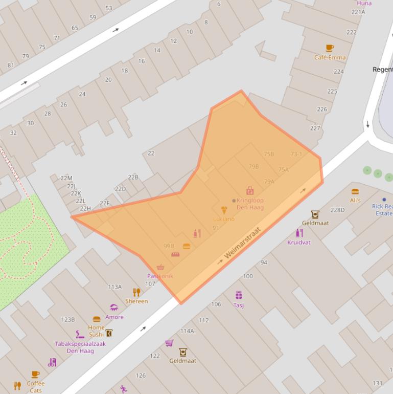 Kaart van postcodegebied 2562GS.