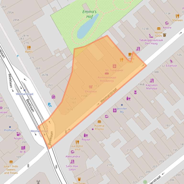 Kaart van postcodegebied 2562GV.