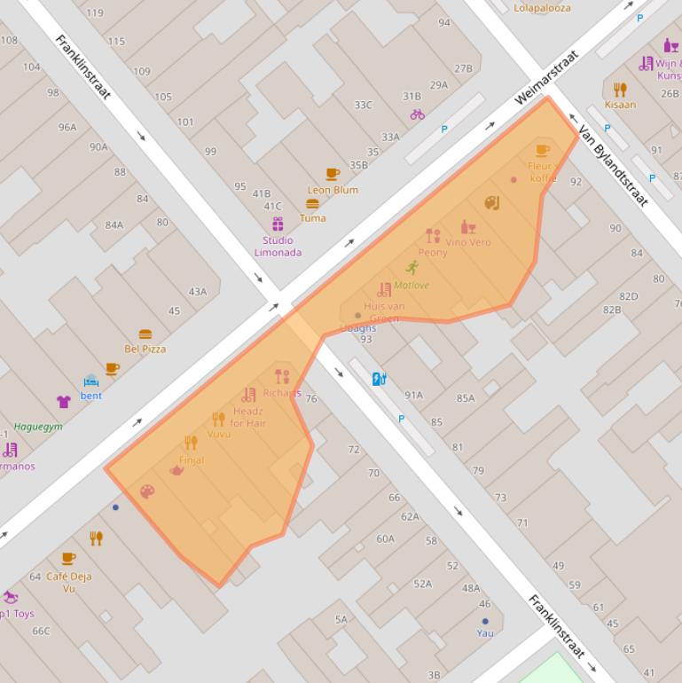 Kaart van postcodegebied 2562GZ.