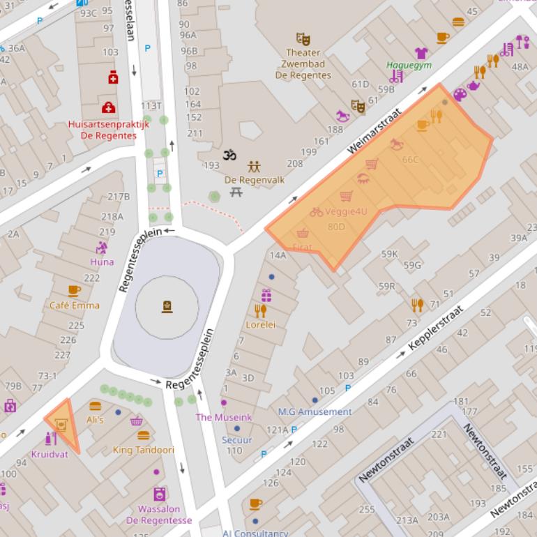 Kaart van postcodegebied 2562HA.