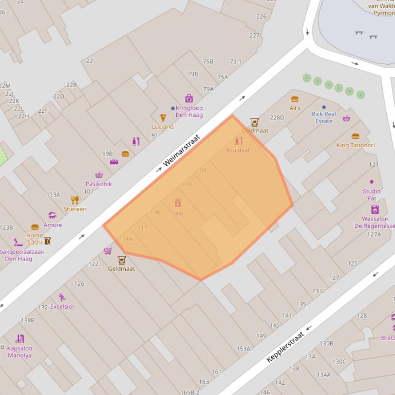 Kaart van postcodegebied 2562HB.