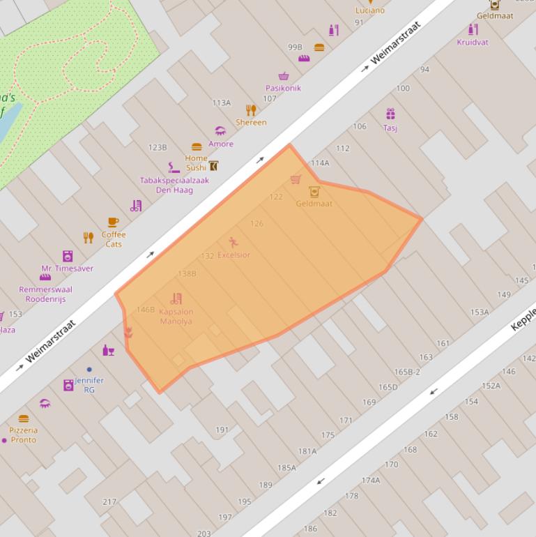 Kaart van postcodegebied 2562HC.