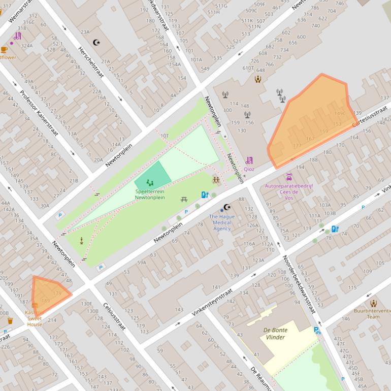 Kaart van postcodegebied 2562SG.