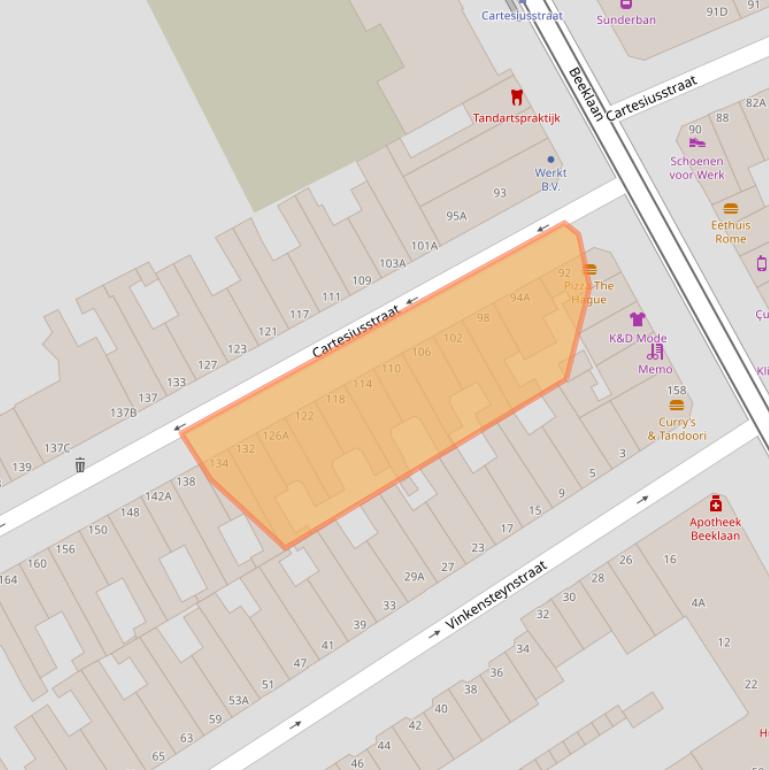 Kaart van postcodegebied 2562SM.