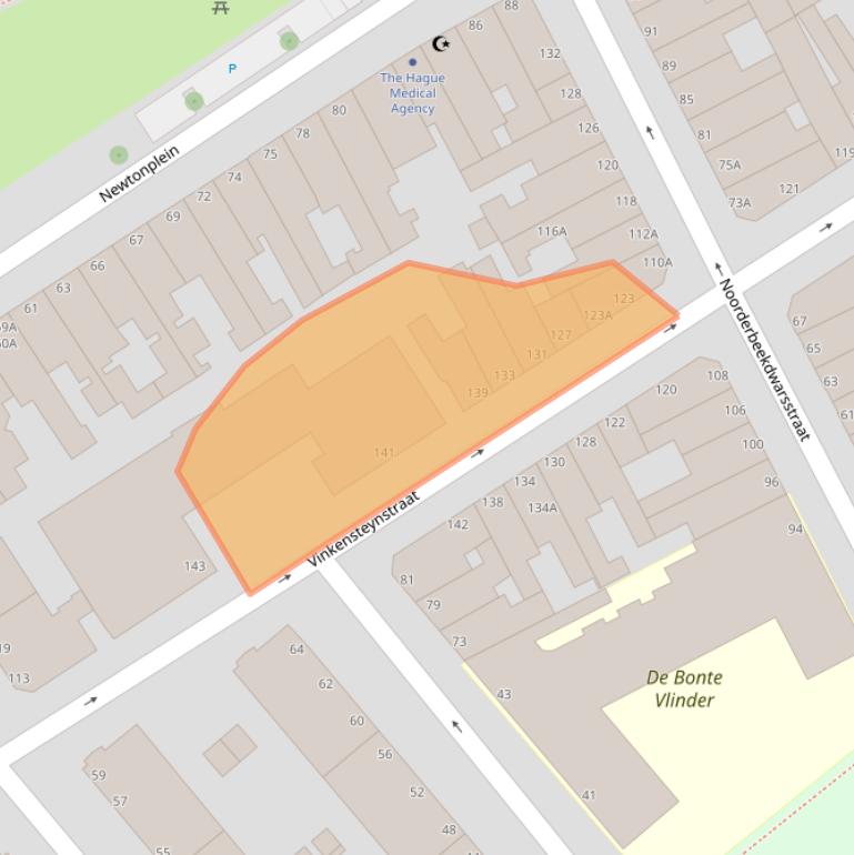 Kaart van postcodegebied 2562TP.