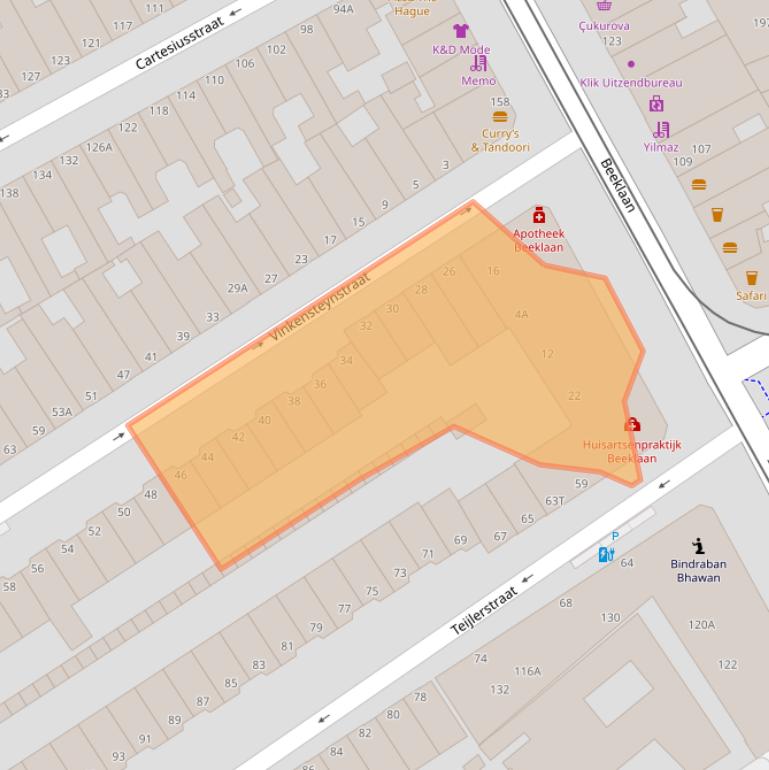 Kaart van postcodegebied 2562TR.